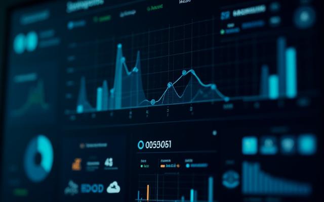 Consola de gestión mostrando gráficos y métricas de datos logísticos en tiempo real, simbolizando la integración y el análisis.